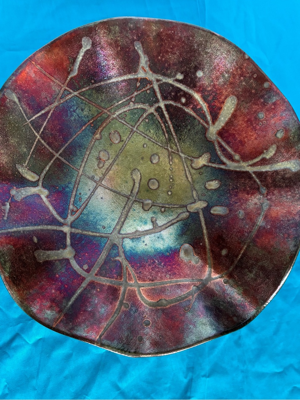 Iridescent Art Glass Decorative Bowl - Multicolor
